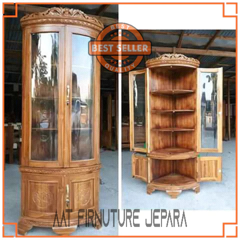 LEMARI SUDUT KAYU JATI / ALMARI SUDUT MINIMALIS FURNITURE MURAH