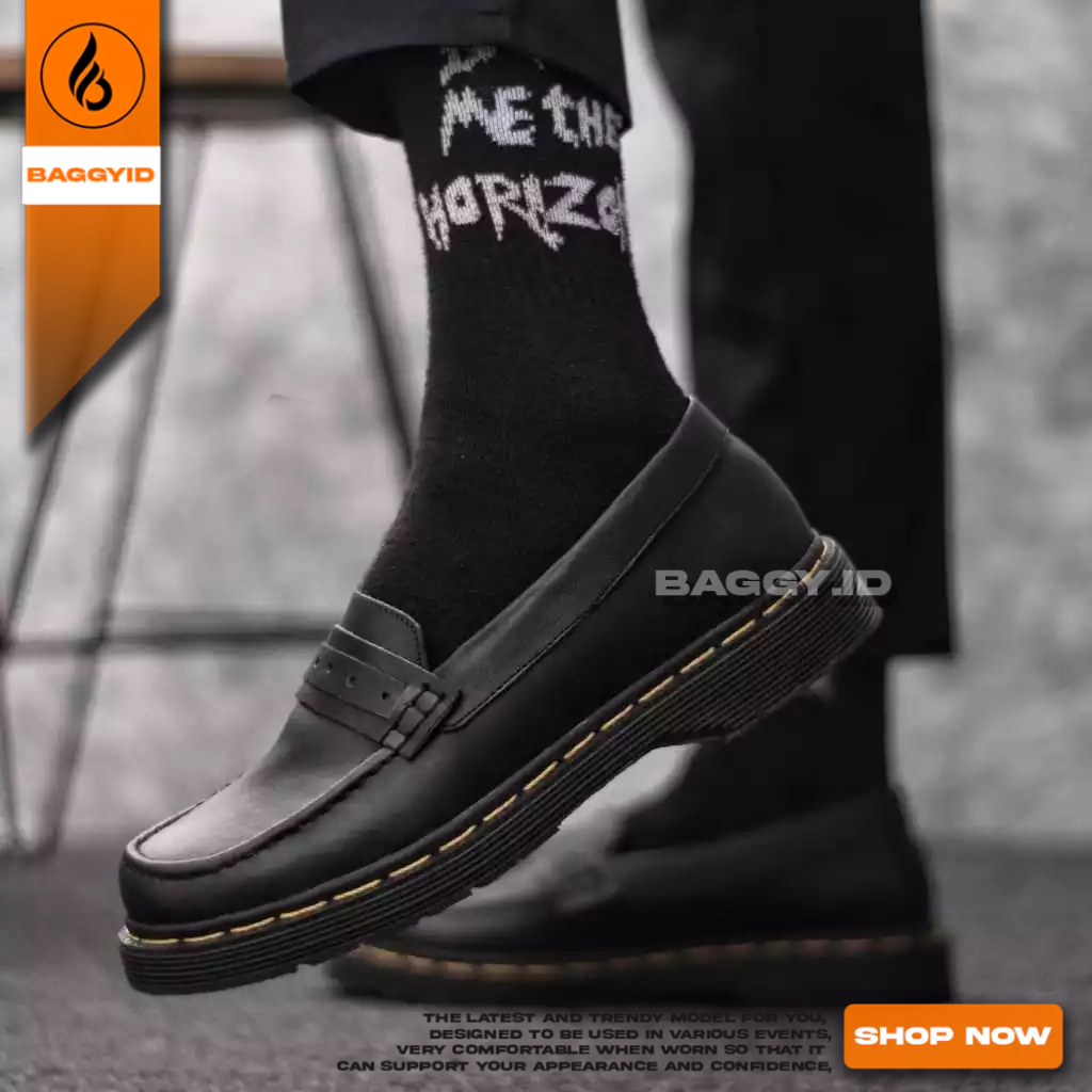 Sepatu Loafers Docmart Kulit asli Hitam Pria