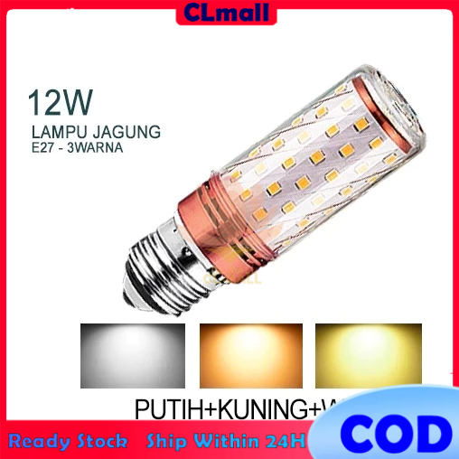 [COD]E27 12W/LAMPU CANDLE LED E27 3warna 12w /putih+warm white+kuning/lampu lilin