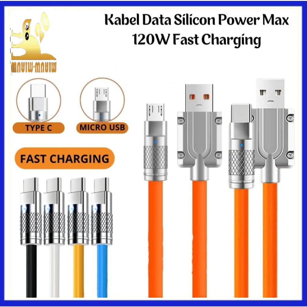 Kabel Data Silicon KB-08 TYPE C Micro USB Power Max 120W 6A Fast Charging / Cable Transmission Bentu