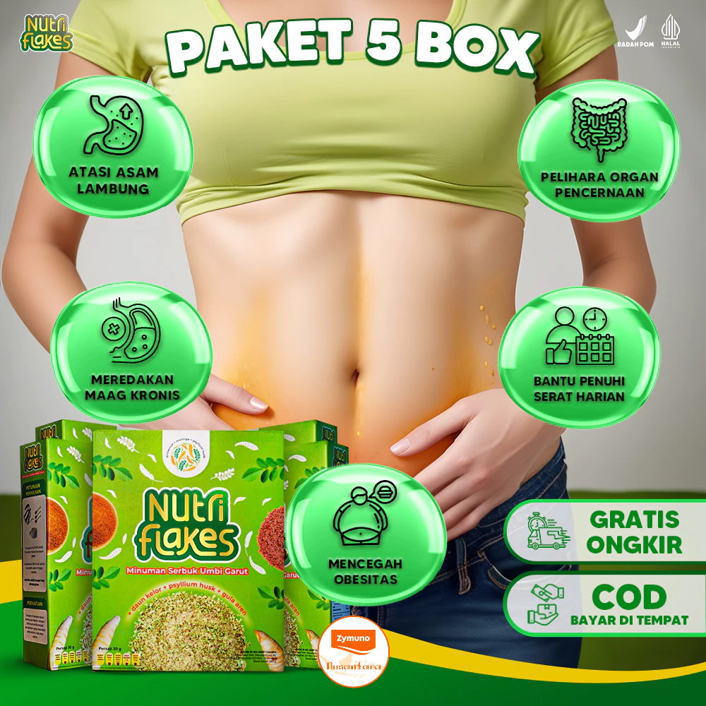 

Paket Lambung Sehat 5 Box Nutriflakes Bantu Masalah Asam Lambung Maag Diet Sehat Pelancar Pencernaan