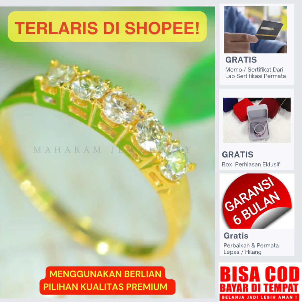 PROMO TERMURAH Cincin emas listring berlian asli banjar eropa
