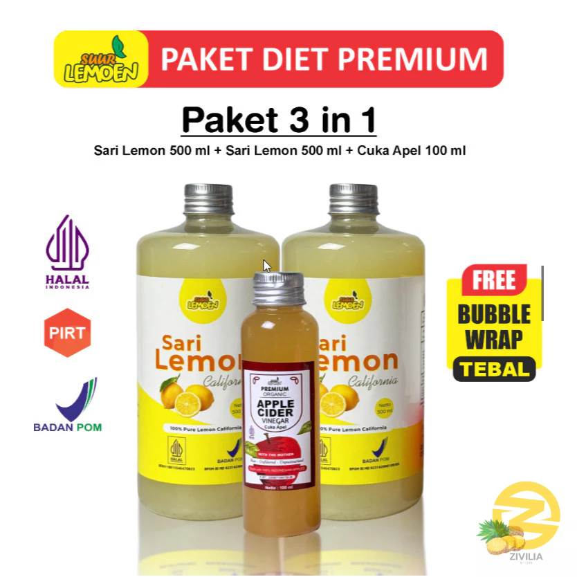 

Paket Bundling Best Seller Sehat - Sari Lemon 1Liter dan cuka apel 100ml - By Suur Lemoen