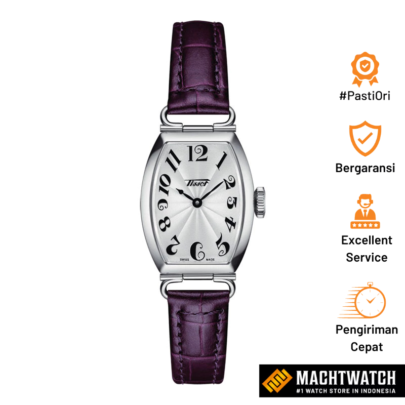 Jam Tangan Wanita TISSOT Heritage T128.109.16.032.00 Porto Small Lady Silver Dial Purple Leather Str