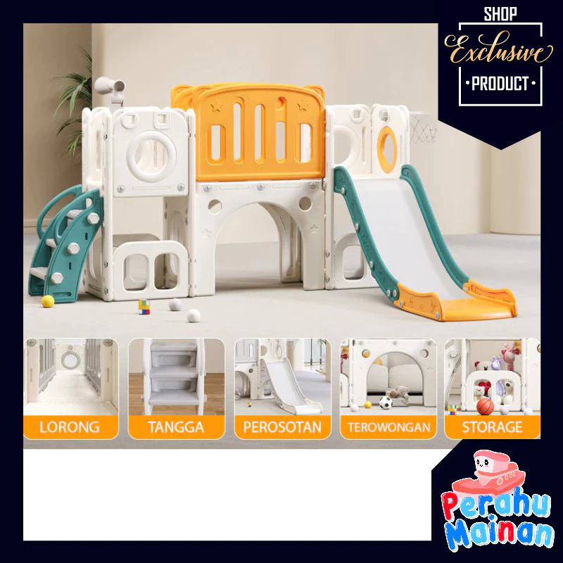 Perosotan Anak NICK BEAR Double Platform Playground Playhouse Set Mainan Perosotan