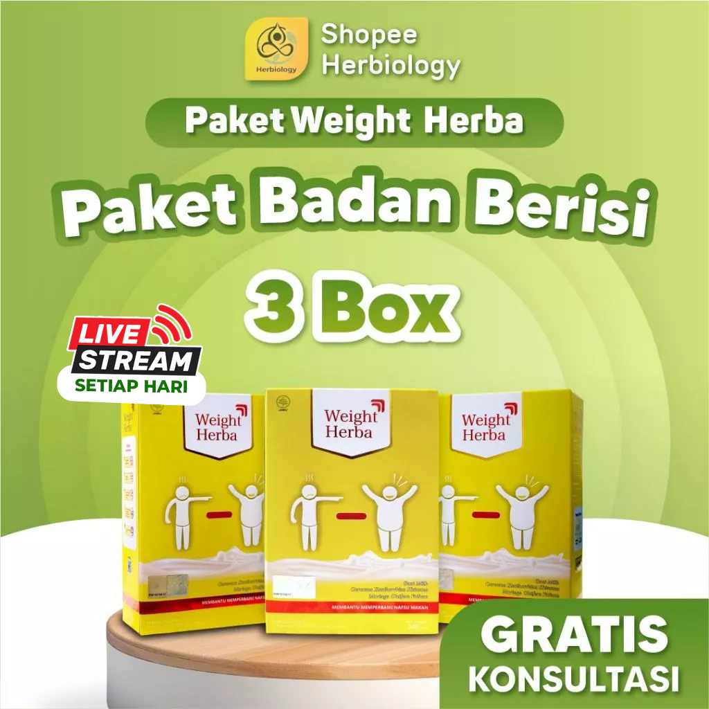 

Paket 3 Box Weight Herba Susu Kambing Tingkatkan Nafsu Makan & Penggemuk Badan Alami Isi 200gr