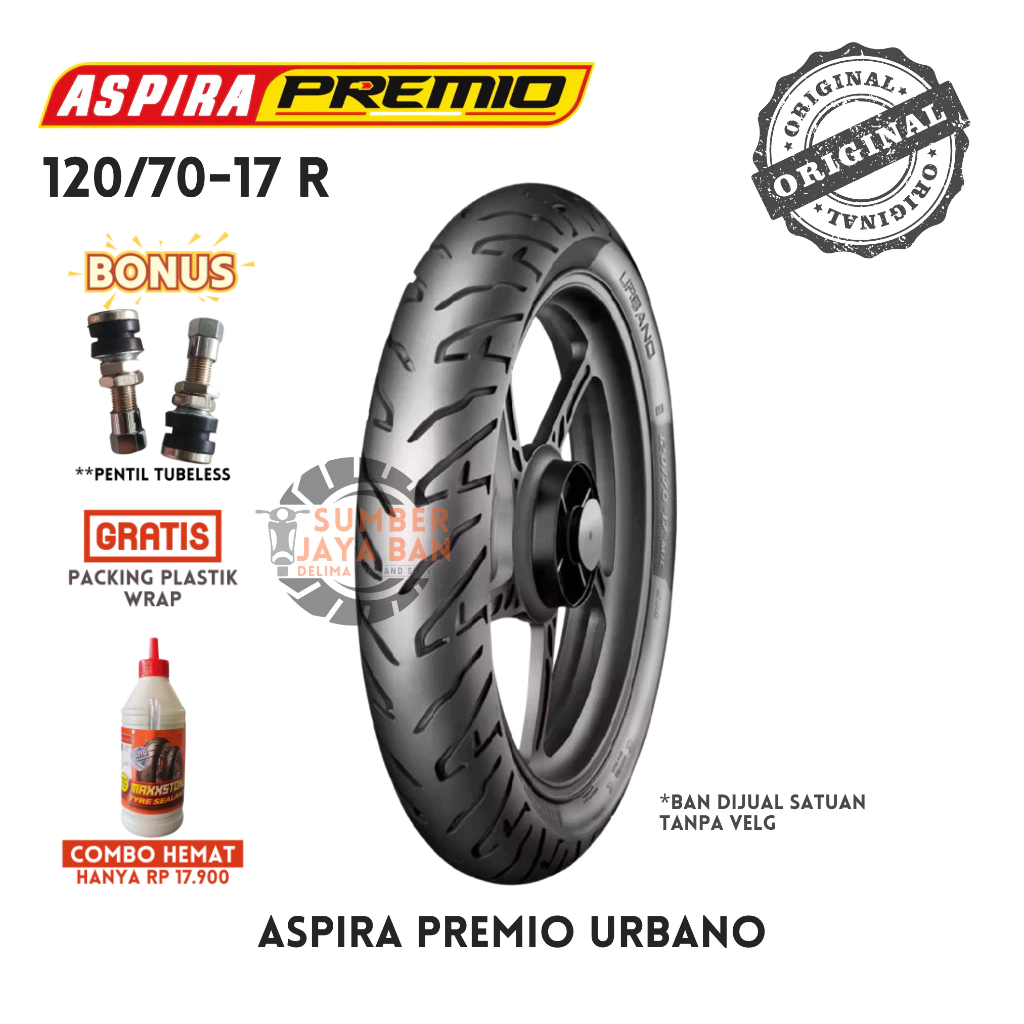 Aspira Premio Urbano 120/70-17 Rear Belakang 120/70 Ring 17 Ban Motor Tubeless Tubles