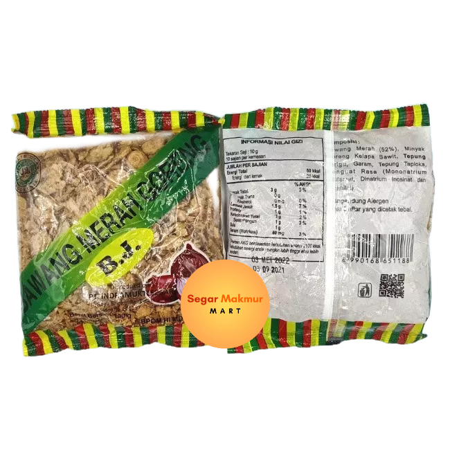 

(SMM) B.J Bawang Goreng 100GRAM Kemasan Plastik BJ Bawang Merah Goreng