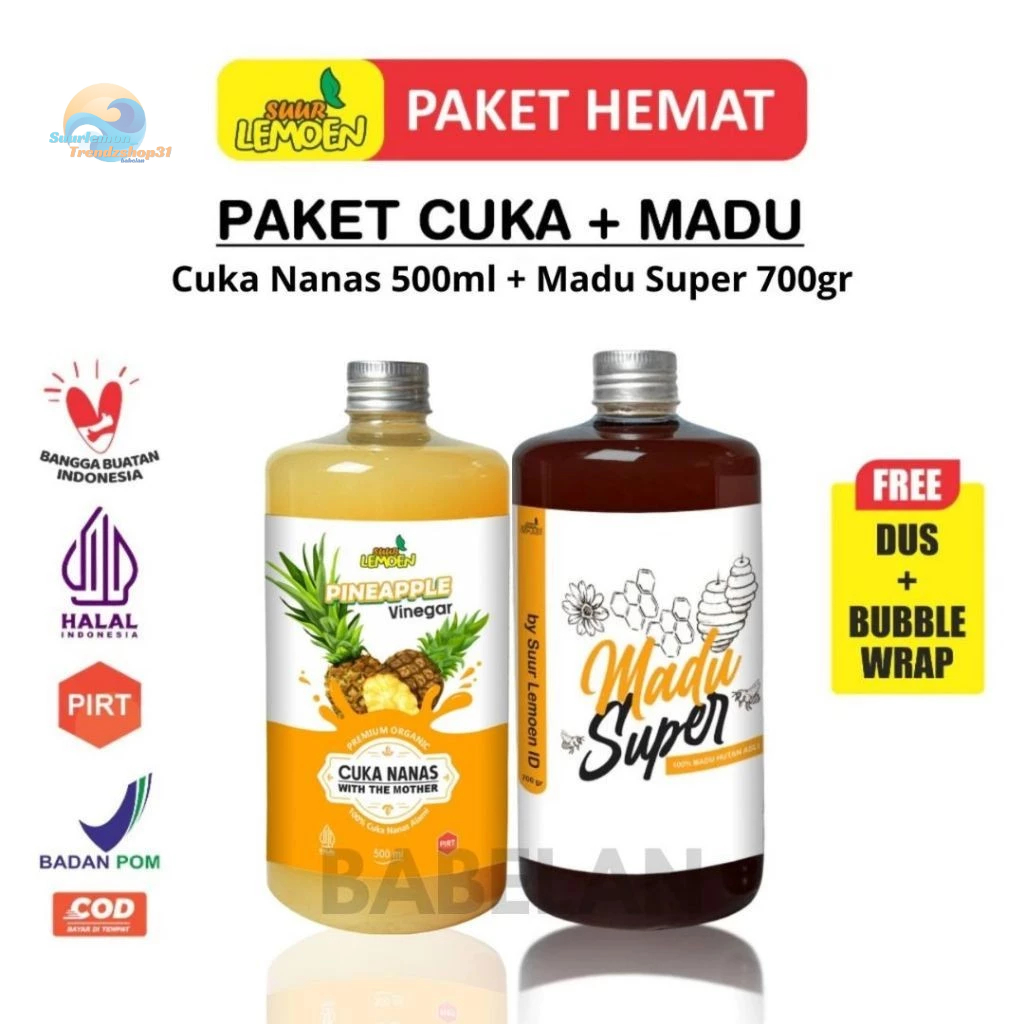 

SUUR LEMOEN - Paket Hemat Cuka Nanas 500ml dan Madu 700gr - suurlemon_erna08