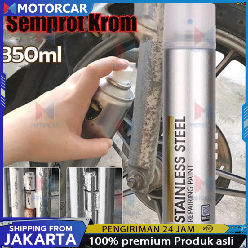 Cat Semprot Chrome 350ml Chrome Spray Pain Warna Chrome Krum Stainless Automotive Metallic Paint Chr