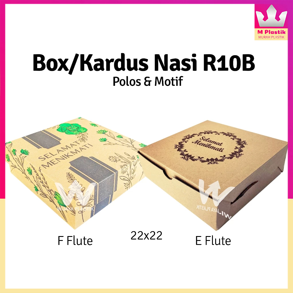 

Box Nasi Kue ( R10B ) 22x22 ( Polos & Motif ) E & F Flute --- @Pcs | nasi kue kardus dus corrugated coklat 22 tebal kokoh ekonomis murah termurah kuat Pcs