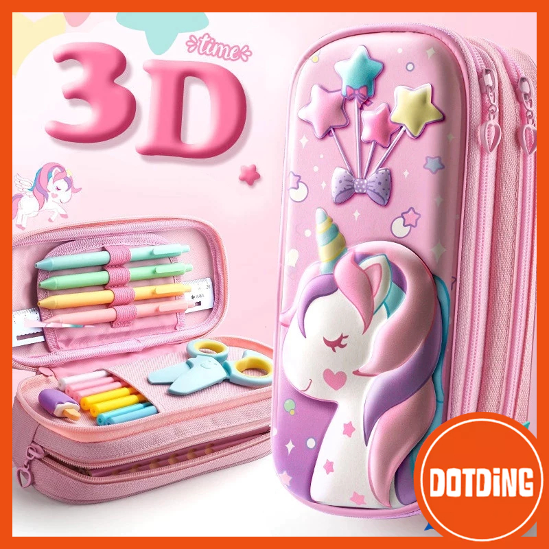 

[COD] Tas Pensil Kapasitas Besar 3D Kotak Pensil Kawaii Kotak Pensil Tahan Air EVA Unicorn dengan Kunci Hadiah untuk Anak Laki-laki Perempuan Perlengkapan Alat Tulis Sekolah