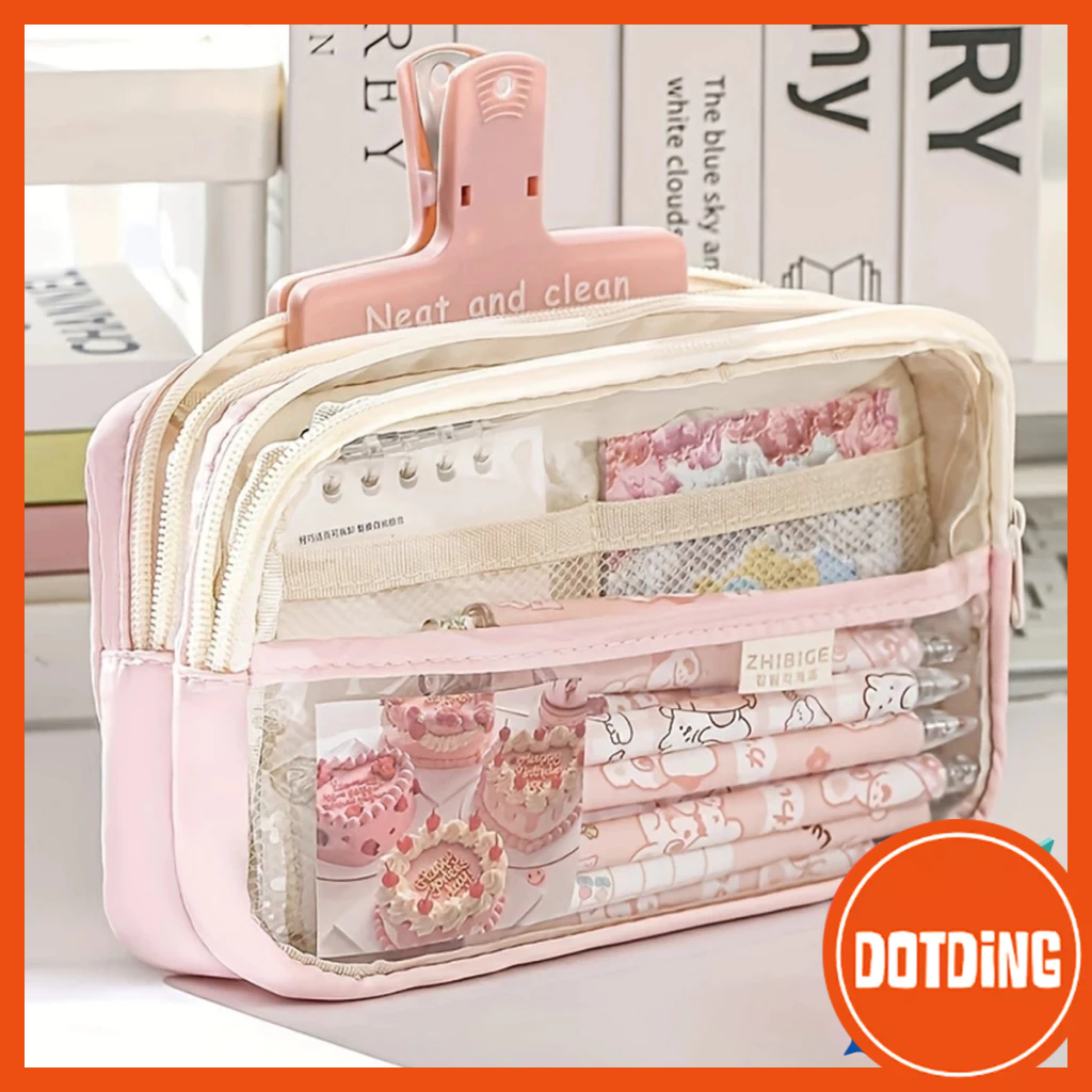 

[COD] Kotak Pencil Anak / Kotak Pensil Transparan / Pensil Case / Tempat Peralatan Anak 4 Layer Large-capacity Transparent Pencil Case Pen Bag for Junior High School Primary School Students Simple Stationery