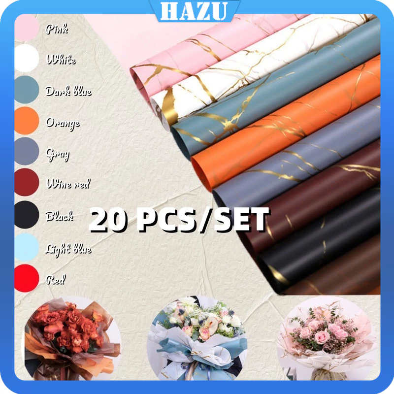 

20 PCS Kertas Buket Gold Marble/Marmer Cellophane/Flower Wrapping Paper Florist/Kertas Buket Korea Bunga Flower
