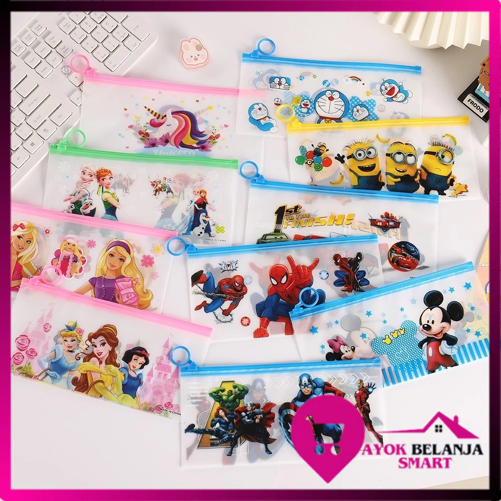 

ABS Tempat Pensil Pulpen Transparan Ziplock Karakter Serbaguna Pouch Zip Lock Penyimpanan Kosmetik Pouch Zipper Pencil Case Tempat Penyimpanan Alat Tulis Murah