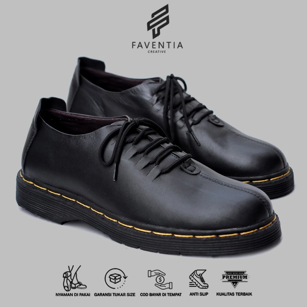 Sepatu Formal Pria Docmart Kulit Asli Sole Karet Anti Slip - SEAN