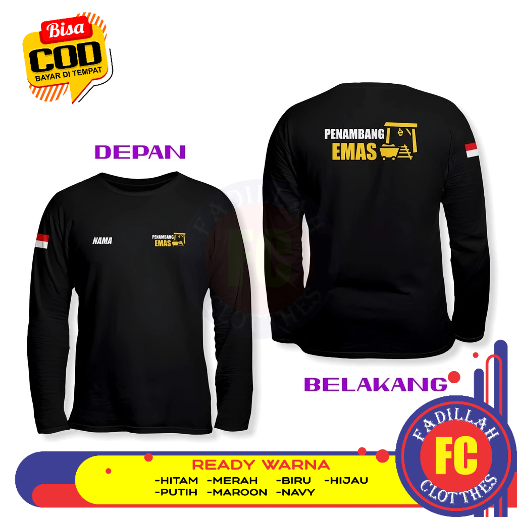 Baju Kaos Penambang Emas Gratis Nama DB Lengan Panjang Kaos Distro