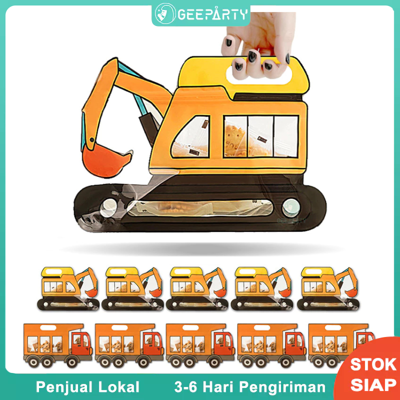 

10 Pcs Konstruksi Dumper Excavator Tas Jarahan Kantung Berdiri Ziplock Tas Chip Untuk Perlengkapan Pesta Ulang Tahun