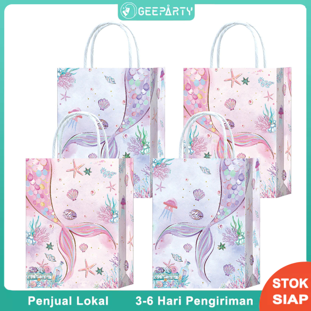 

6Pcs 3 Gaya Ekor Putri Duyung Tas Genggam Tas Hadiah Untuk Anak Perempuan Dekorasi Pesta Ulang Tahun