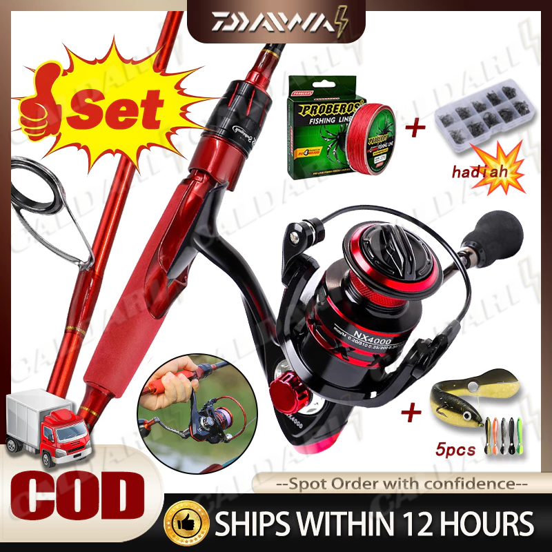 【#Beli 1 Dapat 6#】2025 New joran pancing Set 2 bagian pancing reel joran spining reel pancing/Karbon