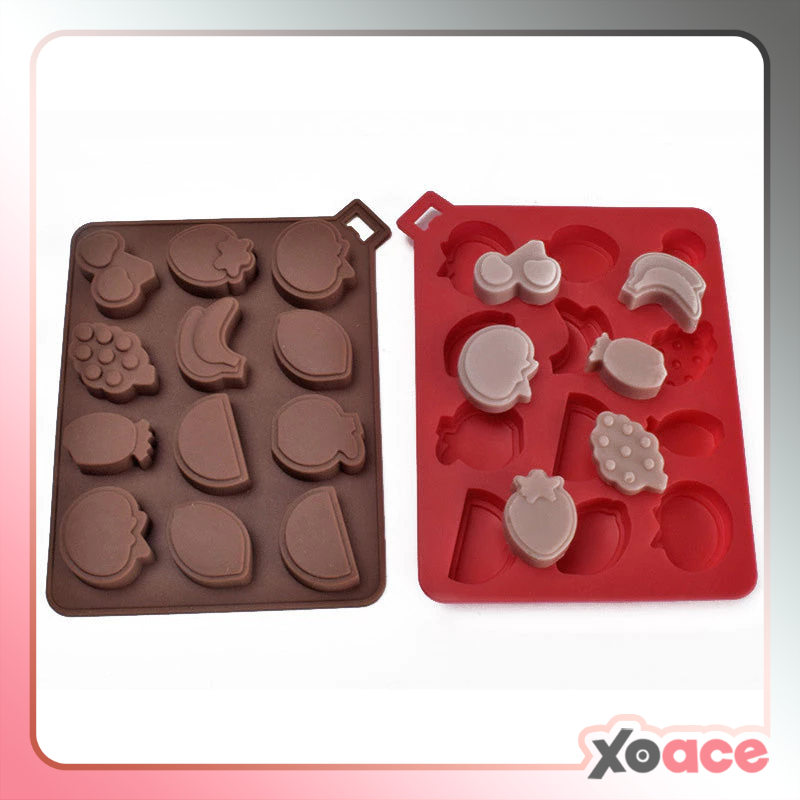 Cetakan Silikon Es Pudding Jelly Coklat Bentuk Buah Buahan Fruit Shaped Mold
