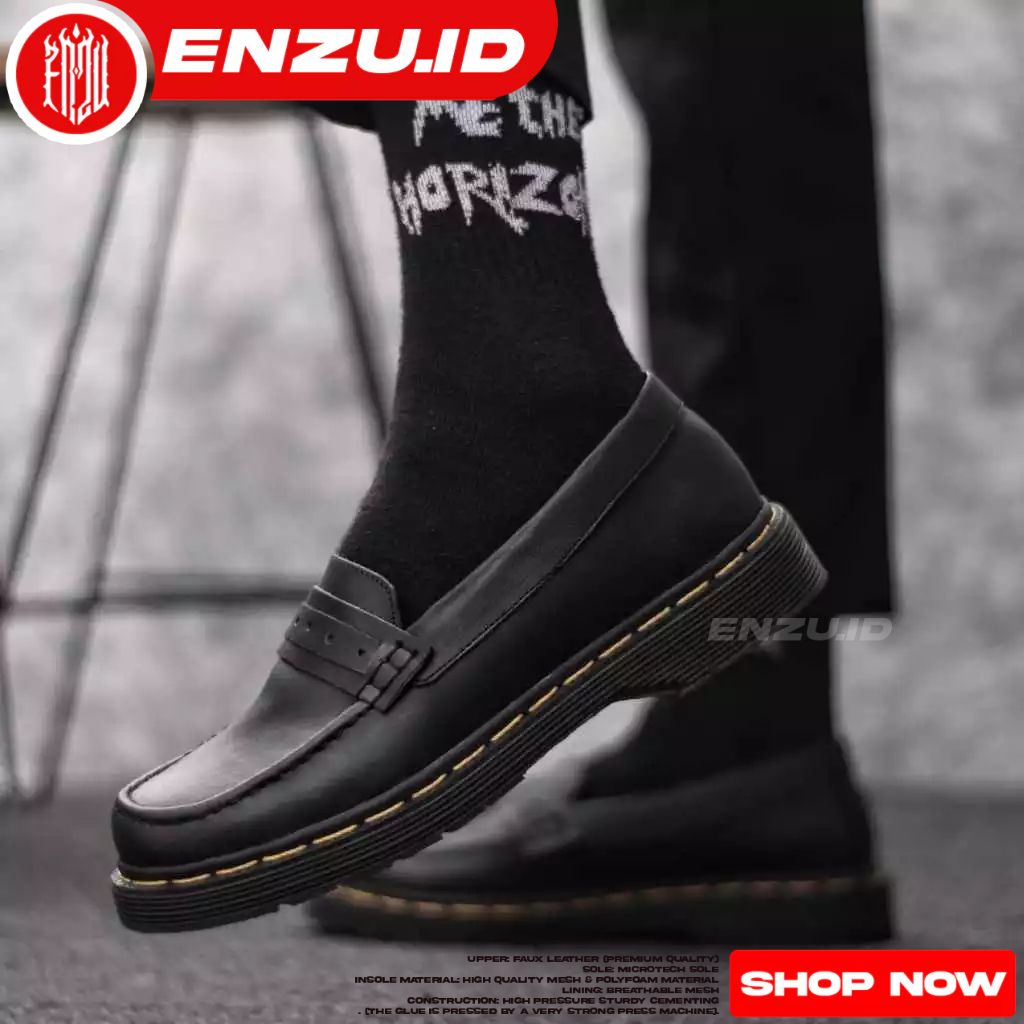 Sepatu Loafers Docmart Kulit asli Hitam Pria