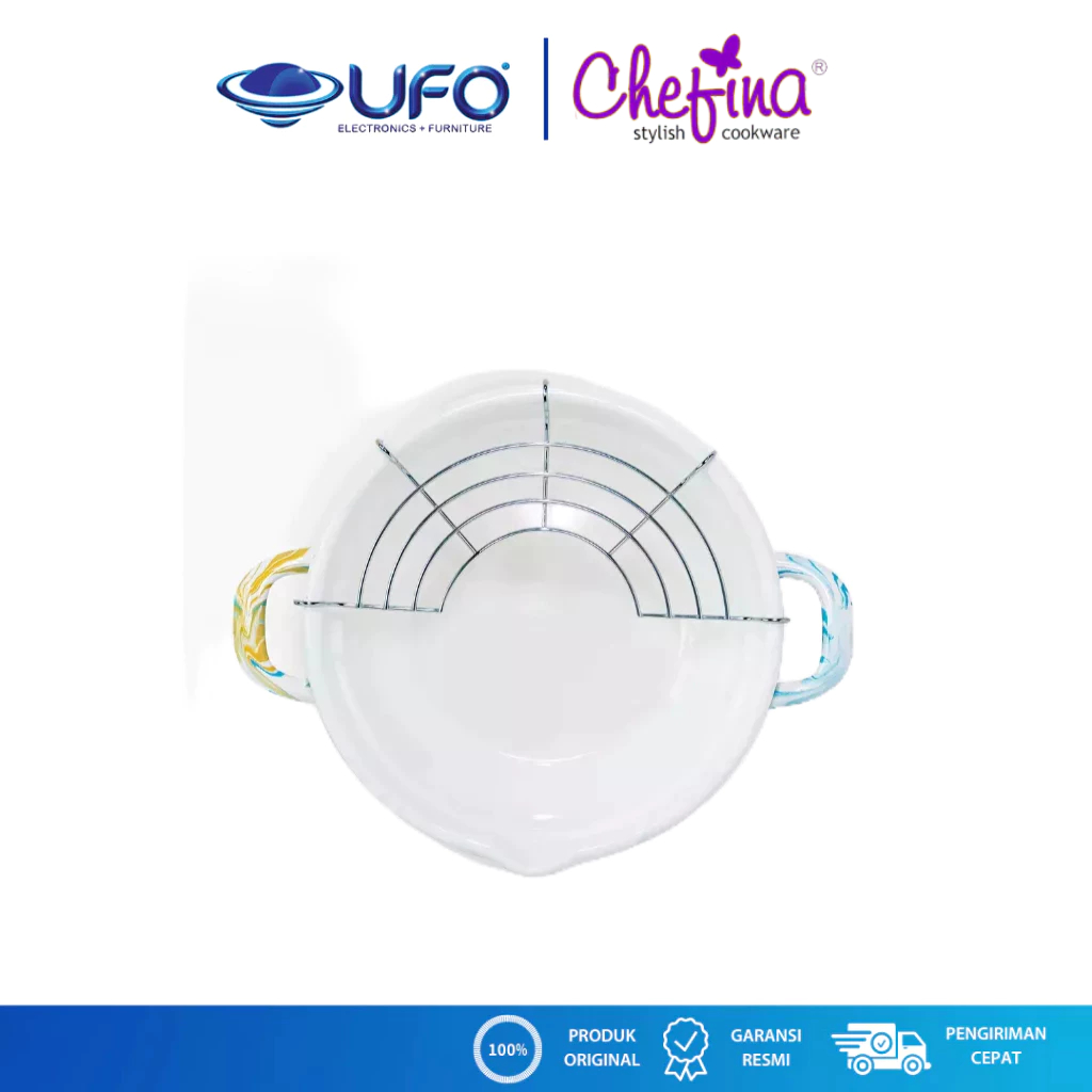 Chefina  Marble  Tempura Nabe 20 cm Panci Enamel | TEMPURANABE20CMMARBLE