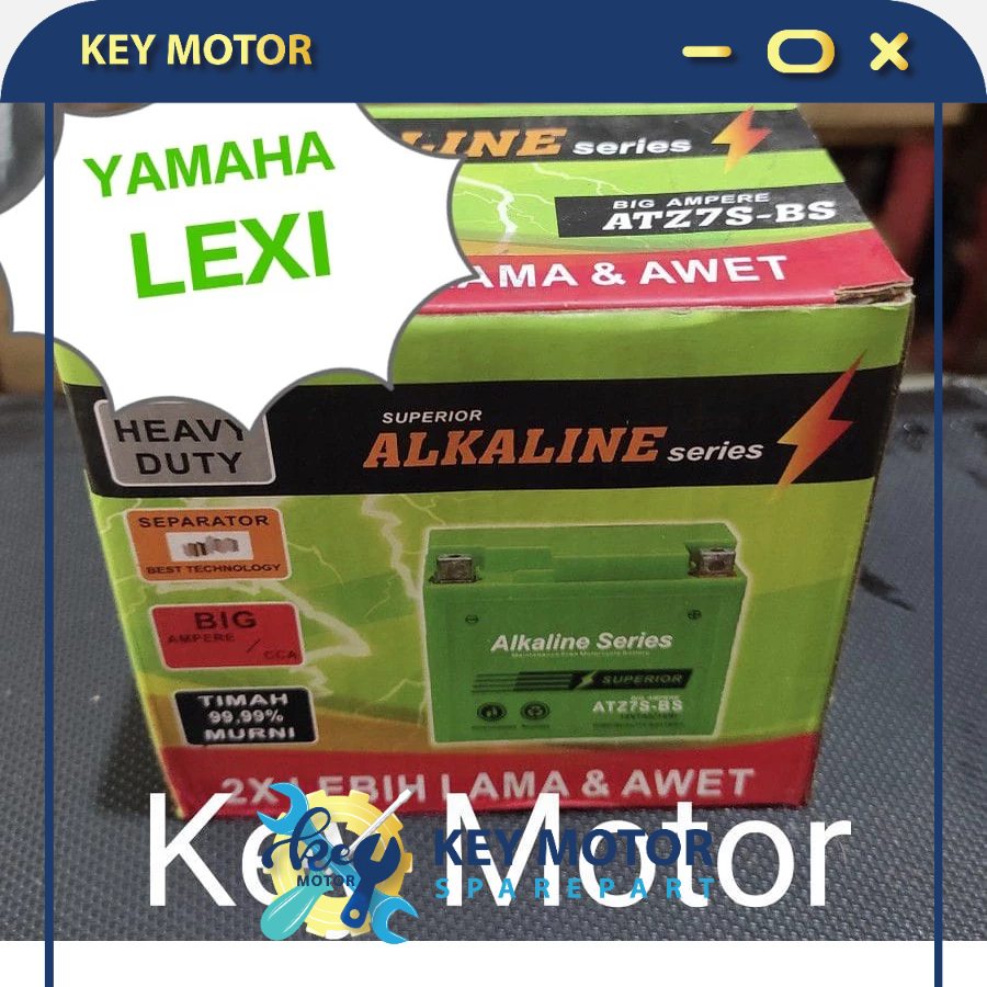 Aki / Accu Kering Alkaline Alkalin Series Motor Yamaha Lexi 7A 7 Ampere ATZ7S ATZ7 ATZ 7S 100% Origi