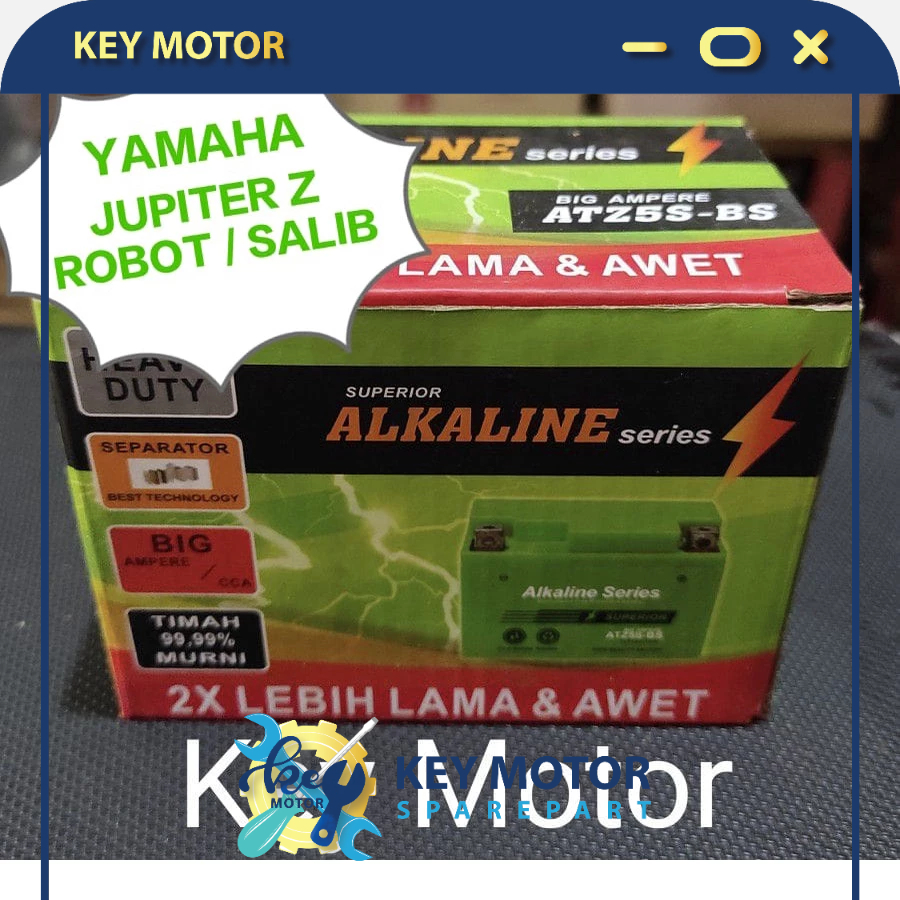 Aki / Accu Kering Motor Yamaha Jupiter Z Robot / Salib ALKALINE ALKALIN 5A 5 Ampere ATZ5S ATZ5 ATZ 5