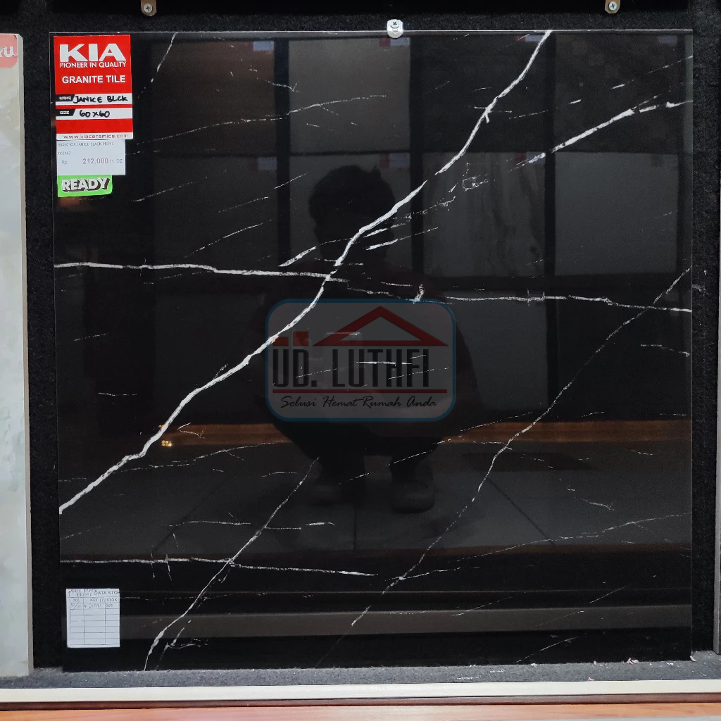 Granit Lantai Halus Glazed Polish 60x60 KIA Janice Black / Baccara Black Prime Hitam Motif - Jepara