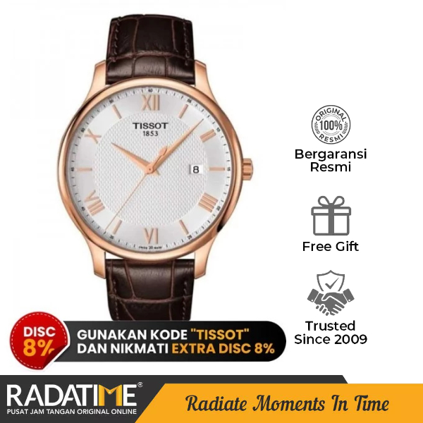 Jam Tangan Pria Tissot T-Classic Tradition 100% Original RoseGold T063-610-36-038-00