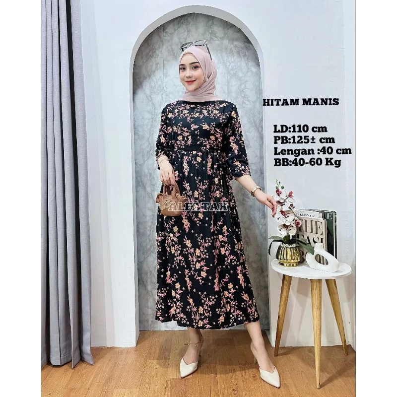 Baju wanita Kekinian Motif Bunga Daster Lengan 3/4 Freindly busui tali samping