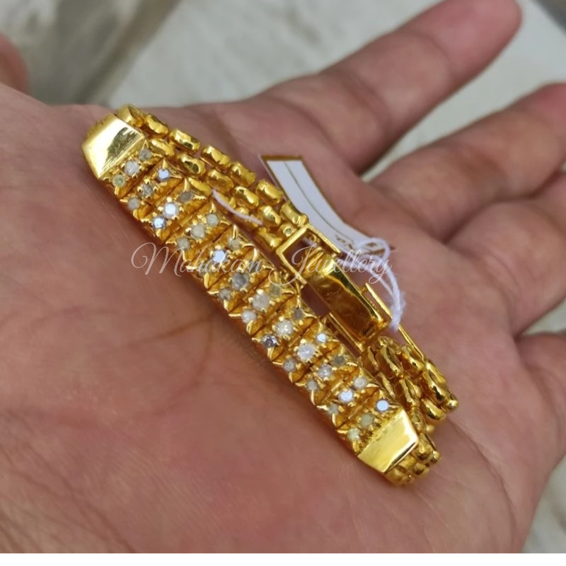 gelang berlian asli baris 3 flat