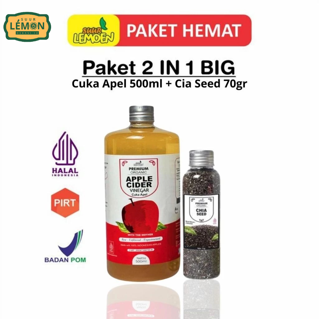 

Paket Diet Sehat BUNDLING Cuka Apel + Chia Seed ( ALL VAriant ) By Suur Lemoen ID / Paket 2 in 1 Original Untuk Kesehatan Original Paket Minuman Sehat Bernutrisi