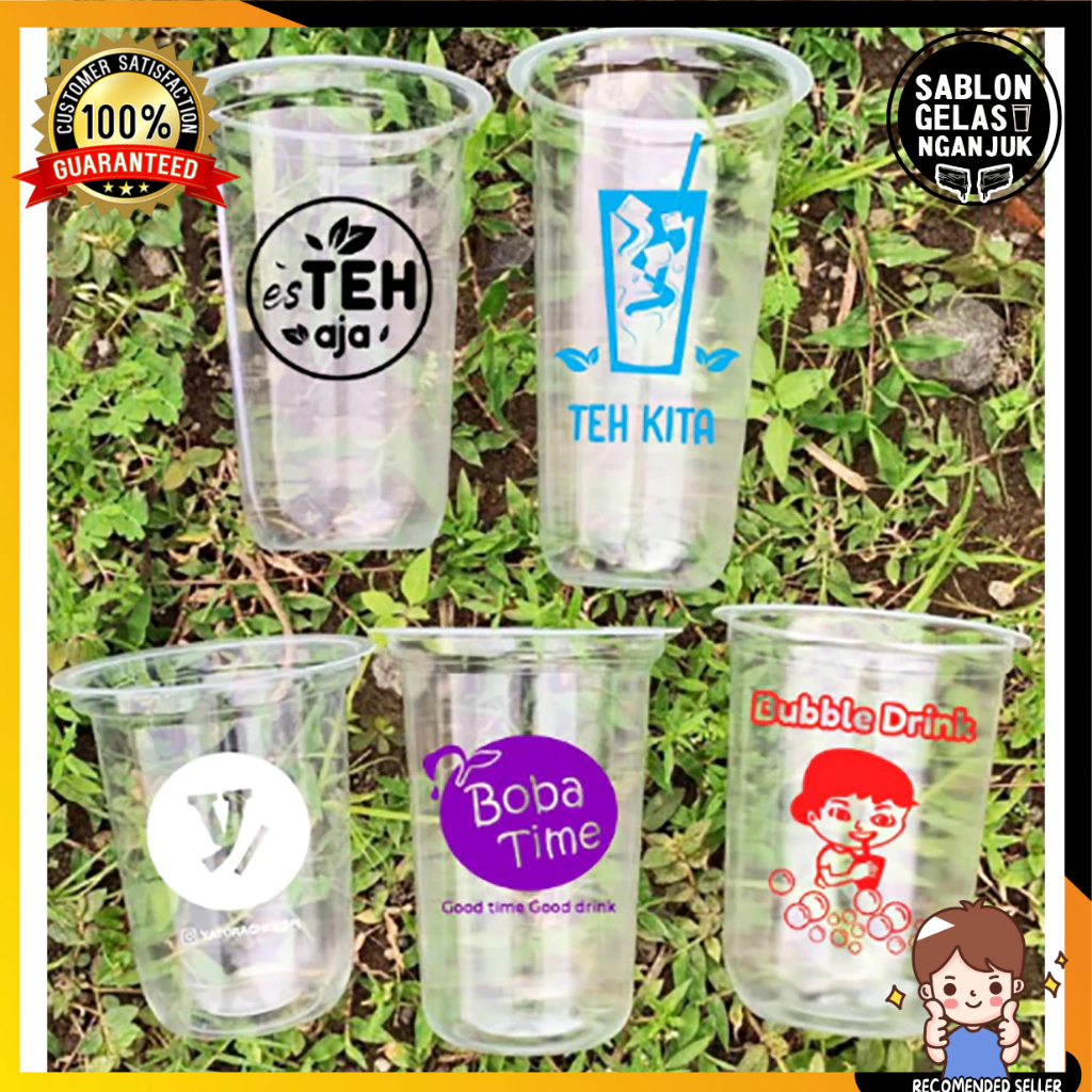 SABLON GELAS CUP PLASTIK STARINDO OVAL SLIM 12 14 16 18 22 OZ TEBAL Gratis desain