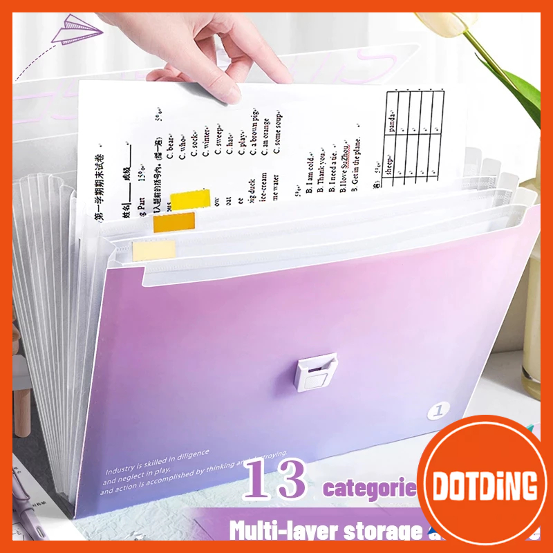 

[COD] 13 Layers Portable Accordion Bag Multi-layer Folder Students Test Paper Storage Bag Large Capacity Briefcase Document Bag Stationery