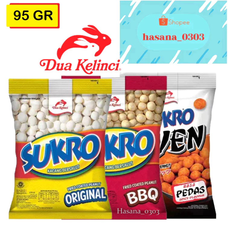 

Dua Kelinci Sukro Kacang Atom 95gram [ Original, BBQ, Oven Pedas ]