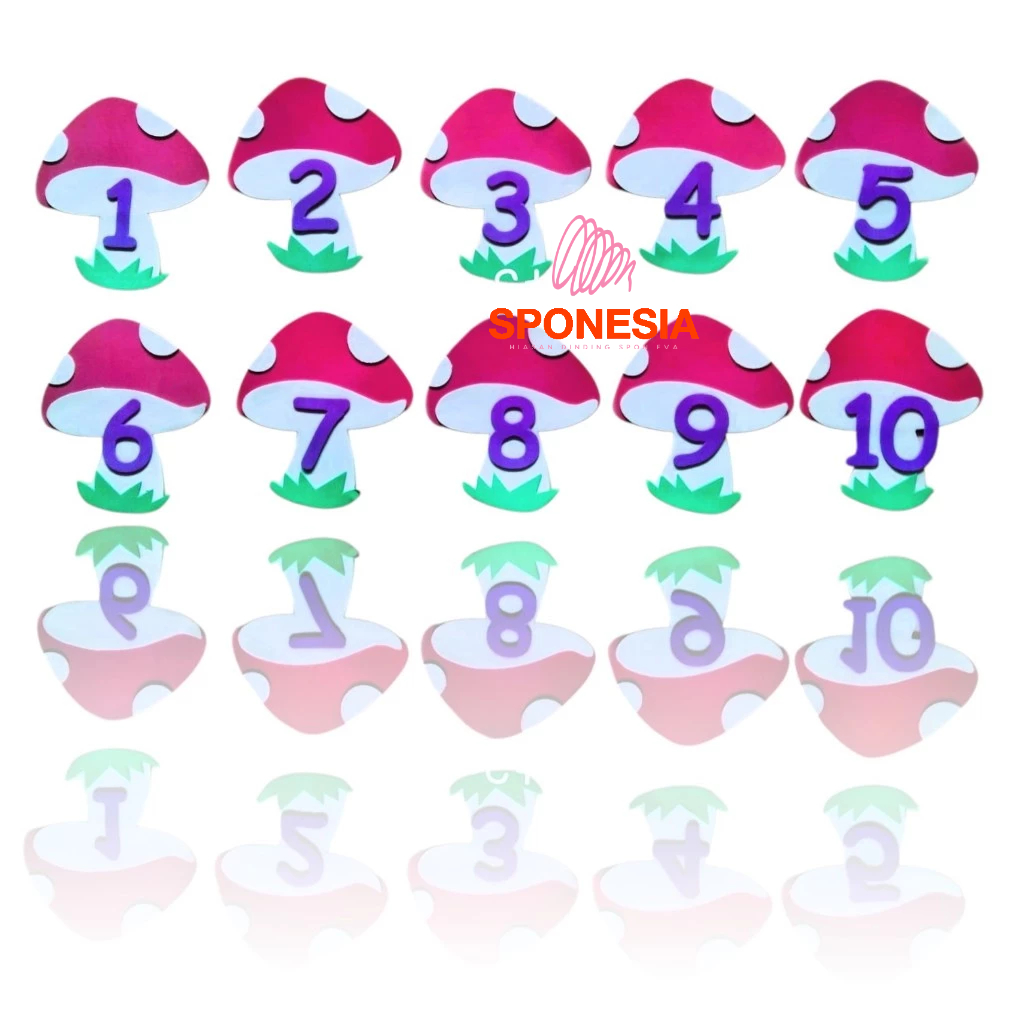1 Set Hiasan Dinding Angka Smurfs 1-10 Mushroom Jamur