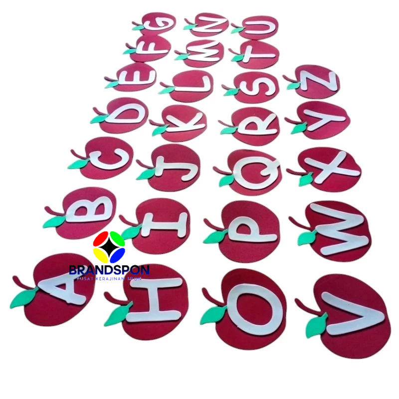 Abjad A-Z Buah APEL Hiasan Dinding (26 Huruf) Dekorasi Kelas Sekolahan Paud TK