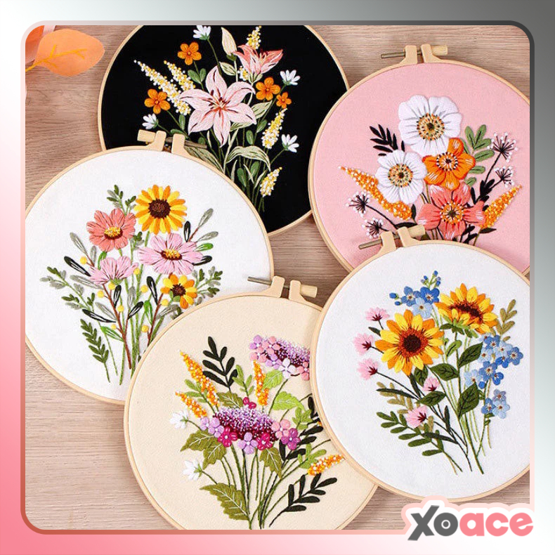 DIY Sulam Tangan Paket Sulam Tangan DIY Set Menyulam Hand Embroidery Kit Jahit Bordir Bunga Tangan S