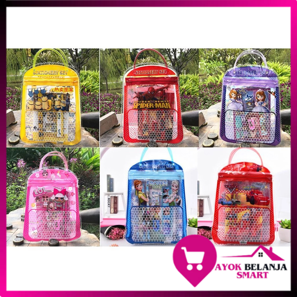 

ABS Stationery Set 6 in 1 Free Bag Alat Tulis Anak Sekolah Buku Pulpen Penghapus Pengaris