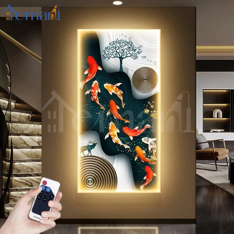 ⭐Ready&COD⭐Lampu Dinding aesthetic Lukisan dinding aesthetic minimalis remote 60w (120*60cm,100*50cm