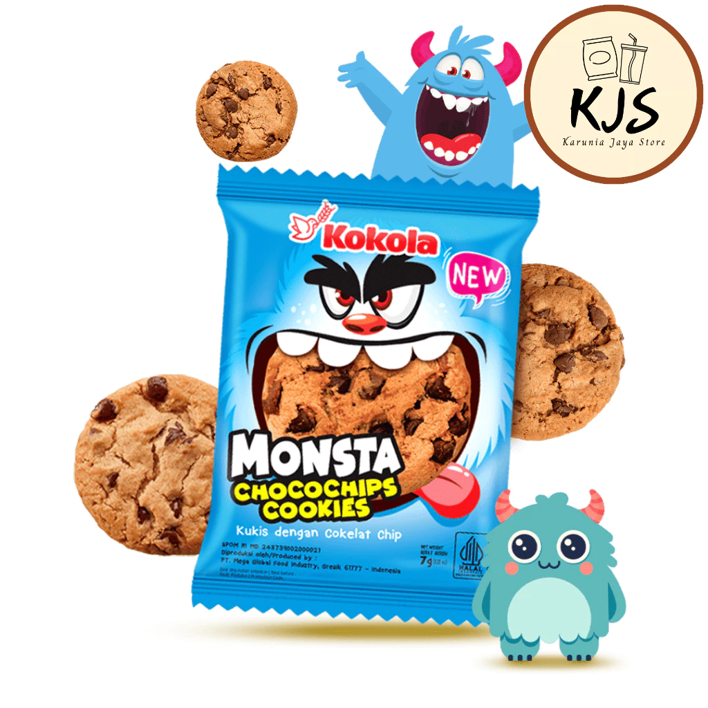 

KOKOLA MONSTA CHOCOCHIP COOKIES 7gr (HARGA PER BAL/1 BAL ISI 20 PCS)