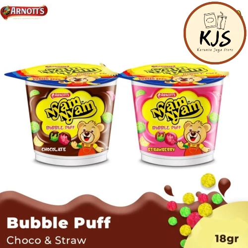 

NYAM NYAM BUBBLE PUFF 18gr (CHOCOLATE, STRAWBERRY) (HARGA PER PACK)