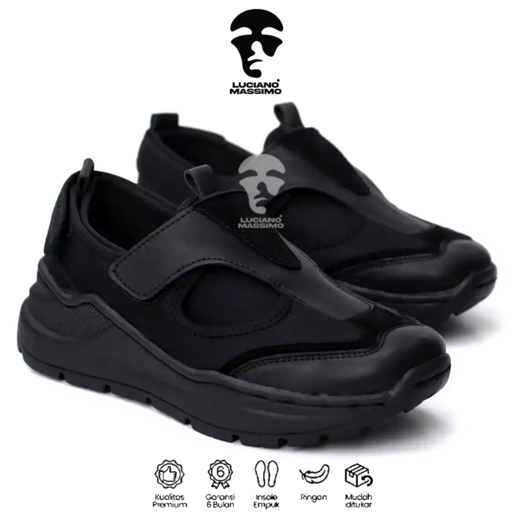 Sepatu Pria Formal Casual Hitam Slop Sole Tinggi