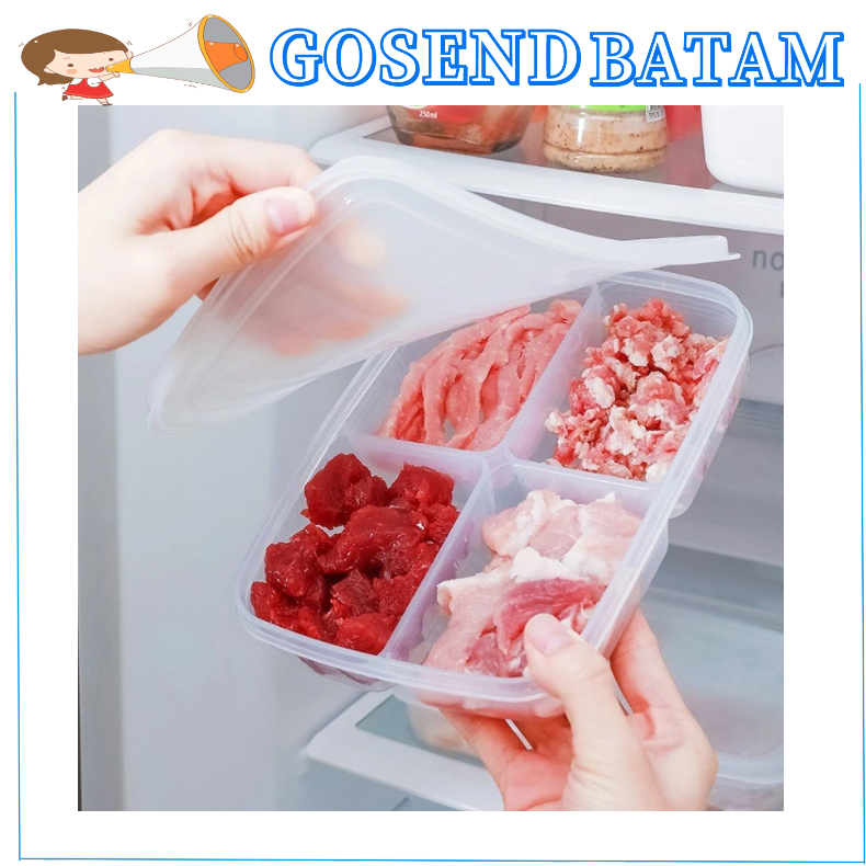 (GOSEND) Kotak Tempat Simpan Makanan 4 Sekat/ Kotak Bekal Makanan Sekat Lunch Box Kulkas