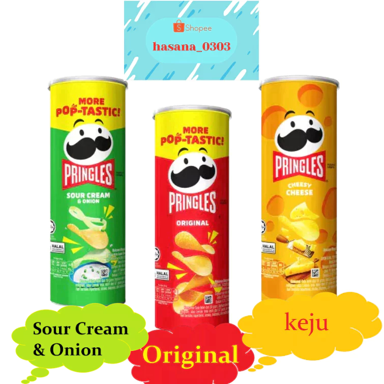 

Pringles Keripik Kentang Kaleng 102 g [ Original - Keju - Sour Cream & Onion ]