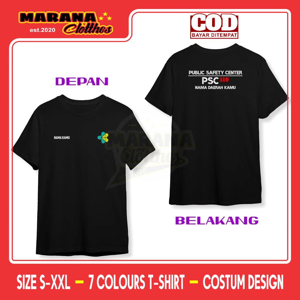 Kaos Public Safety Center PSC 119 Gratis Nama Daerah Kamu DB Baju Distro
