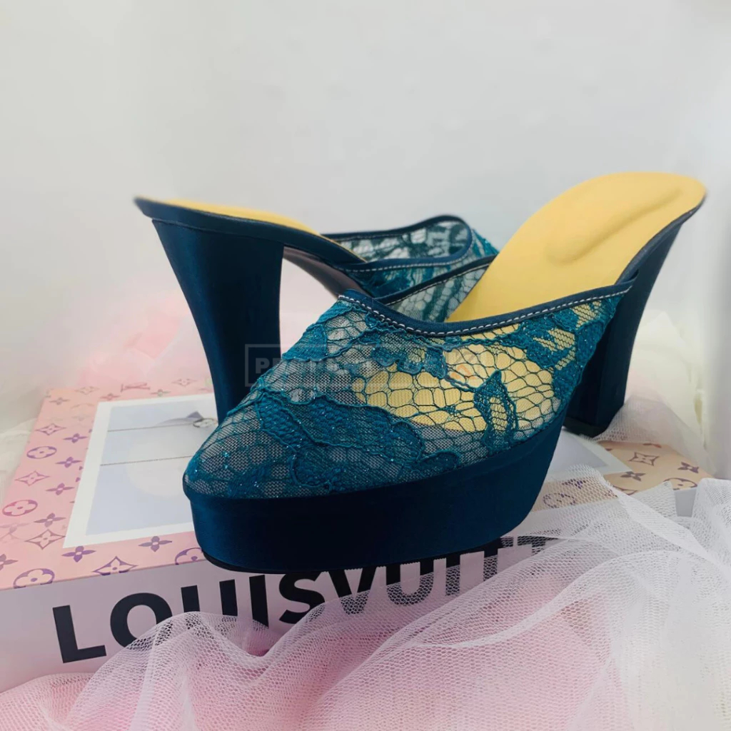 Wedding Shoes Sepatu Selop Pengantin Brokat Warna Wardah High Heels 12 Cm Insole Empuk Nyaman