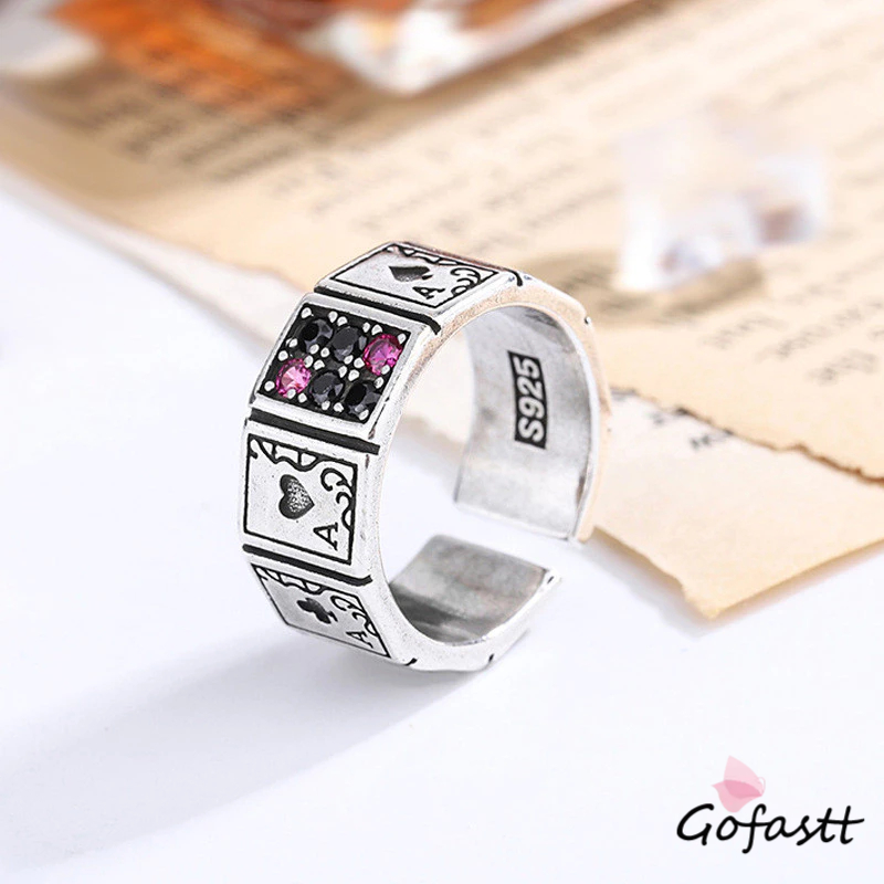 murah cod cincin pengaturan poker berlian cincin hip hop retro terbuka pribadi cincin pria wanita